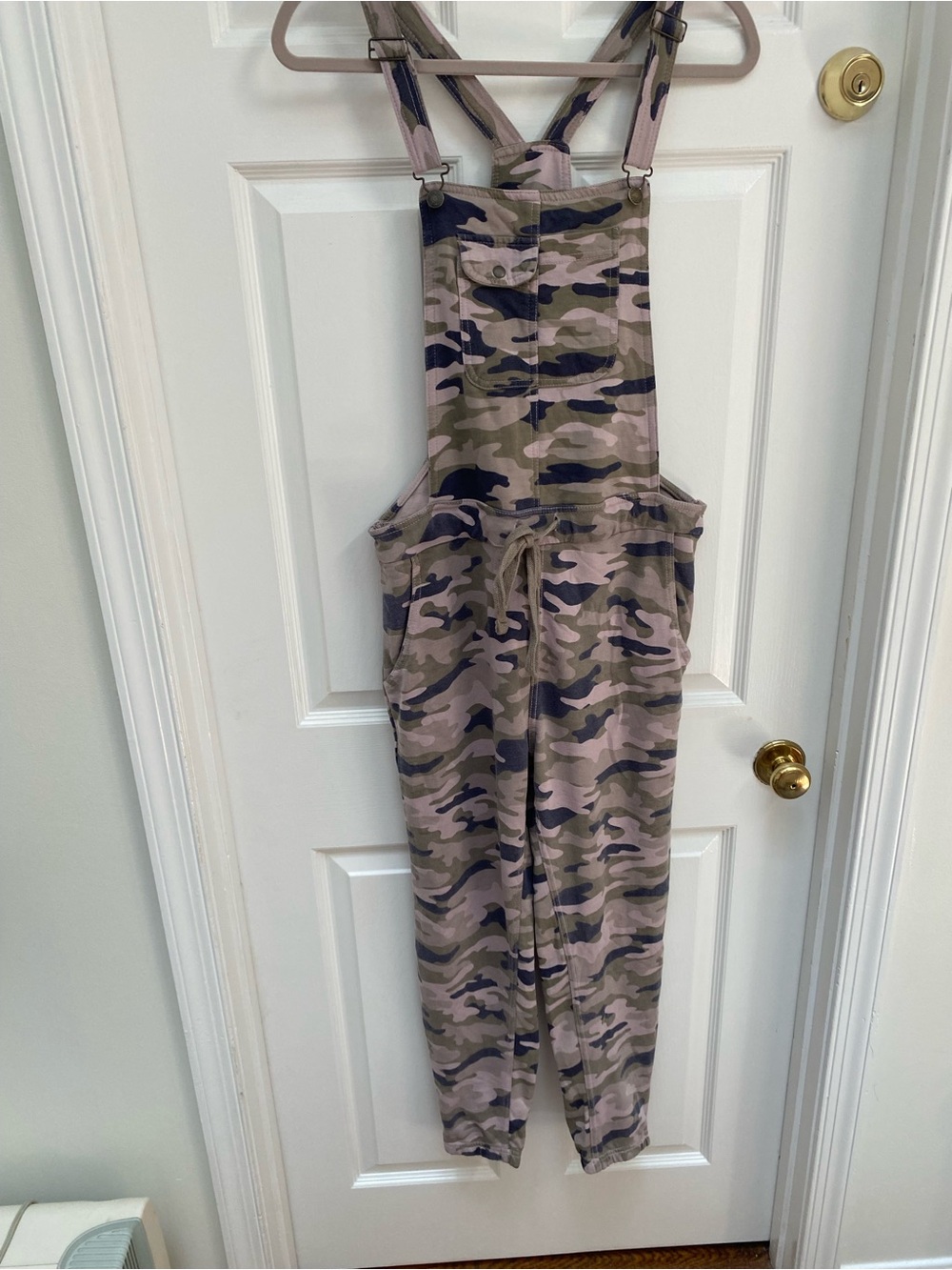 WallFlower Soft Dusty Camo Bib Overalls w Drawstring Waist - Medium